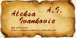 Aleksa Ivanković vizit kartica